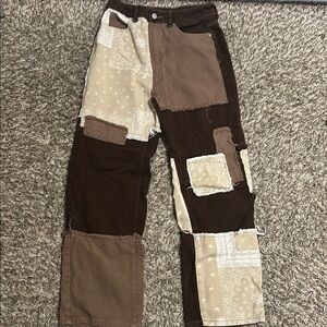Patchwork Brown and Cream Pants